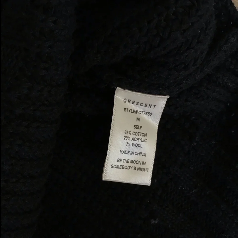 Crescent Black Knit sweater Cotton acrylic wool M‎